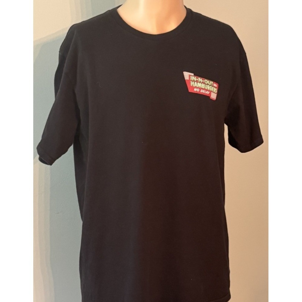 In-N-Out Burger Black Shirt Mens Large No Delay Graphic Made USA Cotton Tee